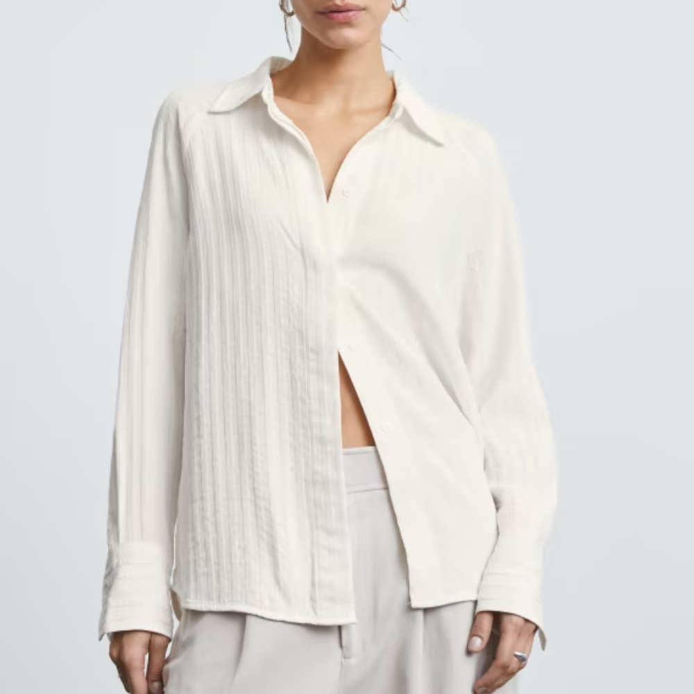 Everlane City Stripe Shirt in Bone